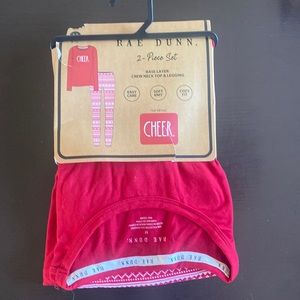 Size medium Rae Dunn “cheer” leggings and long sleeve t shirt set